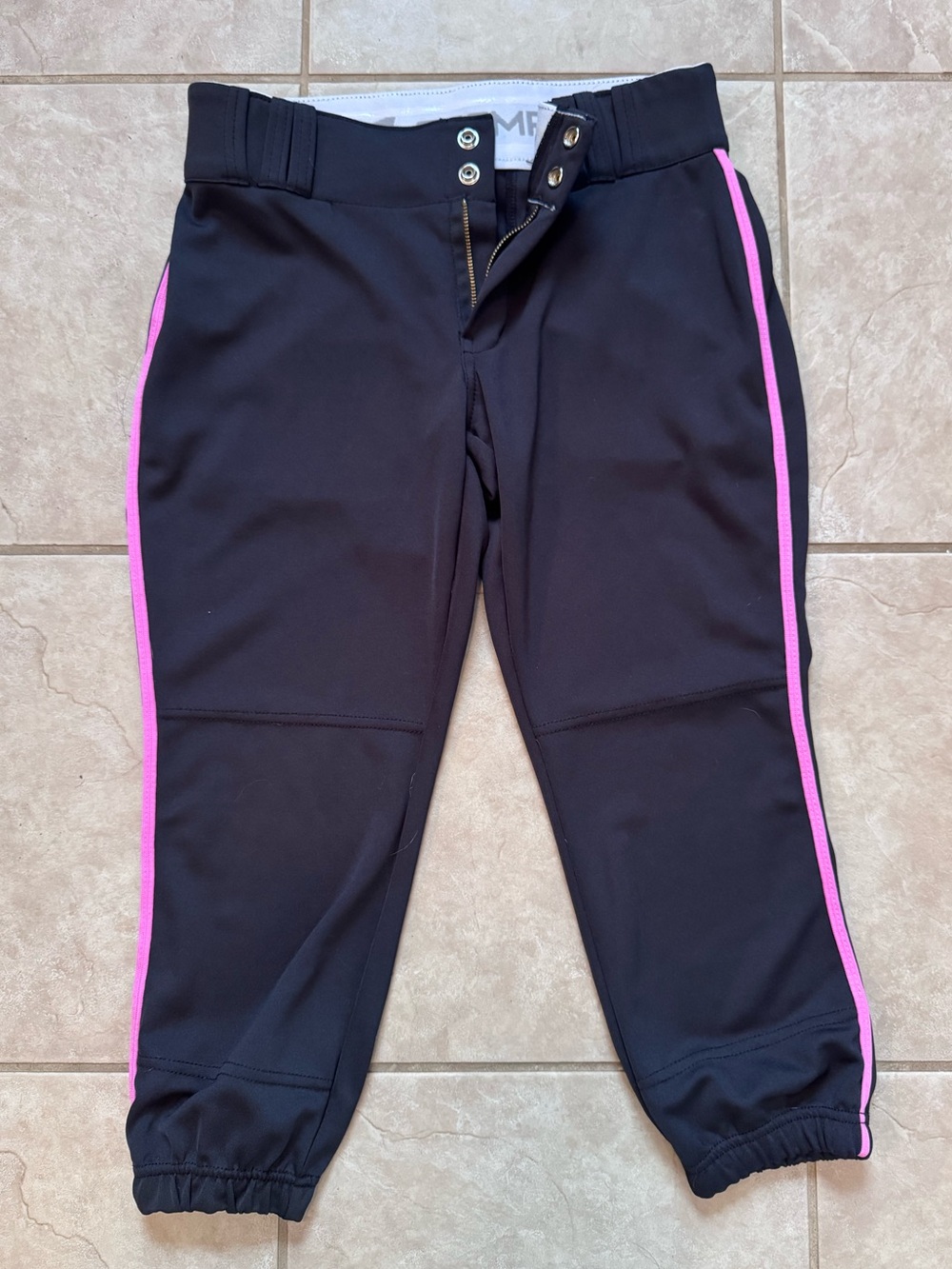 Women’s Black Champro Knicker Style Softball Pants with Pink Side Stripe